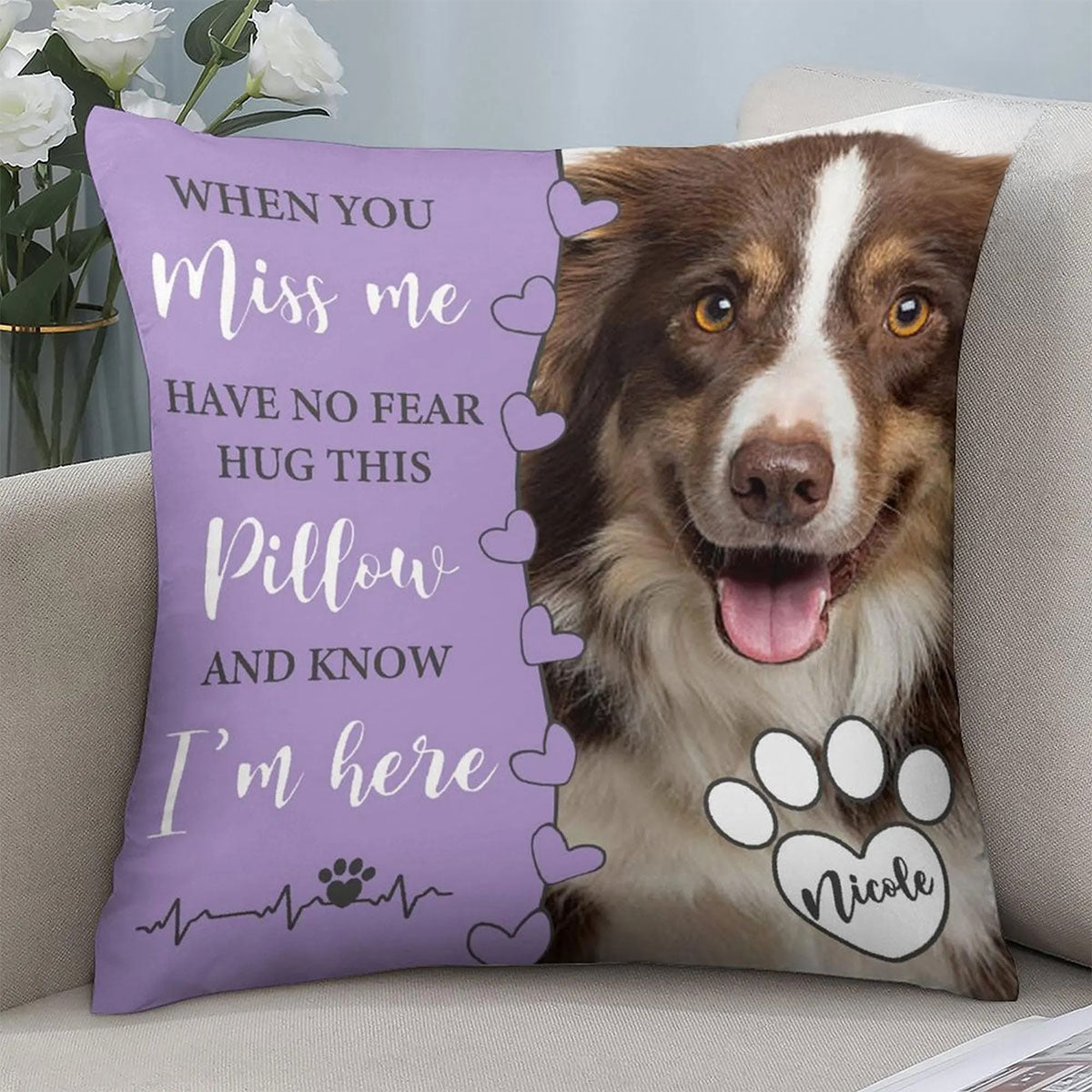 When You Miss Me - Personalized Memorial Pillow With Pet's Photo