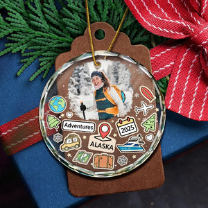 Custom Photo Travel Goal, Destination Of The Year - Personalized Crystal Ornament - Christmas Gift For Traveling Lovers