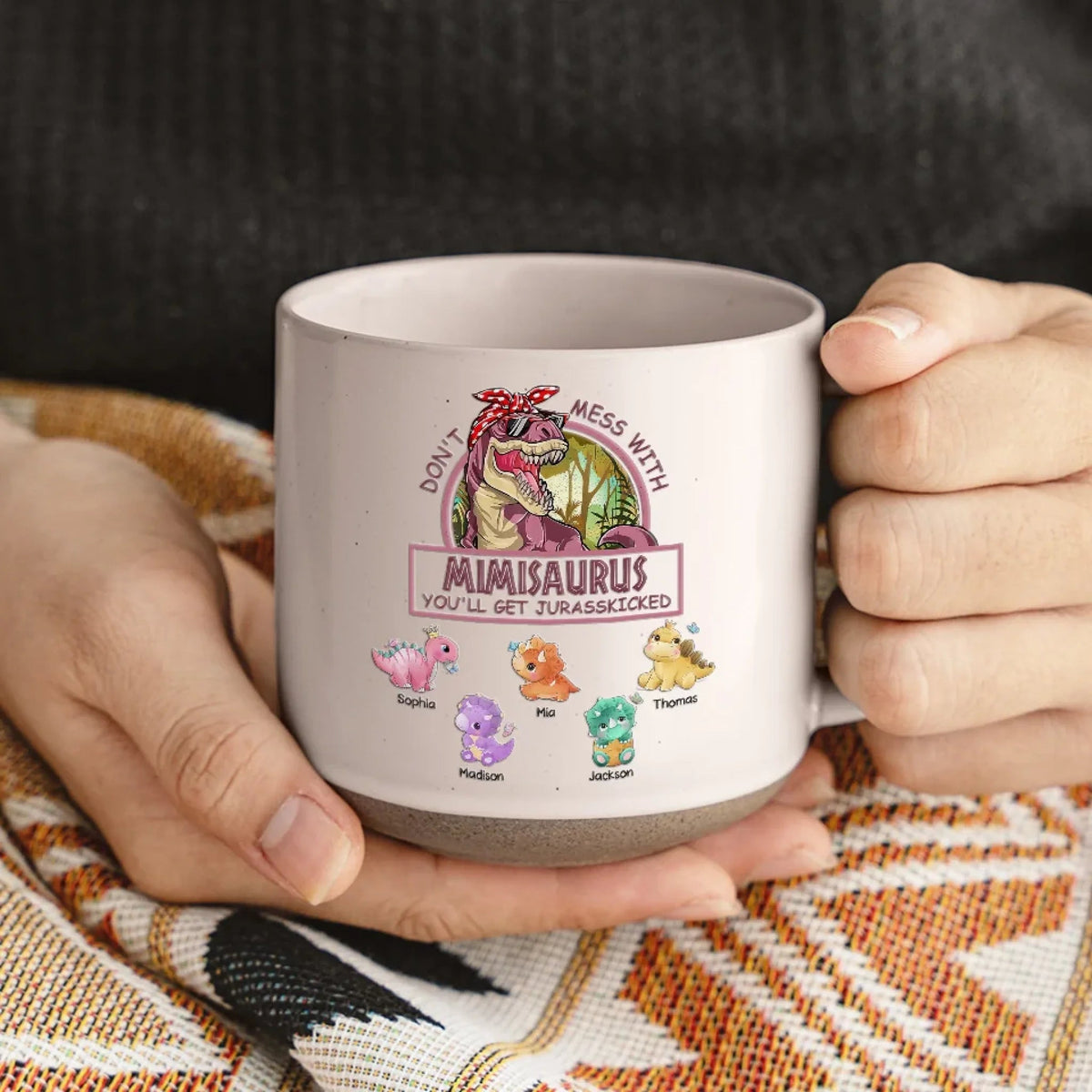 Don't Mess With Mamasaurus - Personalized Pottery Mug - Gift For Mother, Grandma, Mother's Day, Birthday Gift