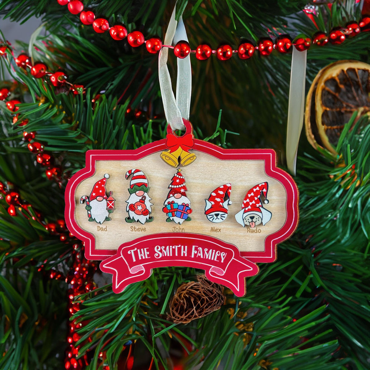 Family Ornament Personalized, Gnome Family Ornaments for Xmas Tree, Custom Family Ornament