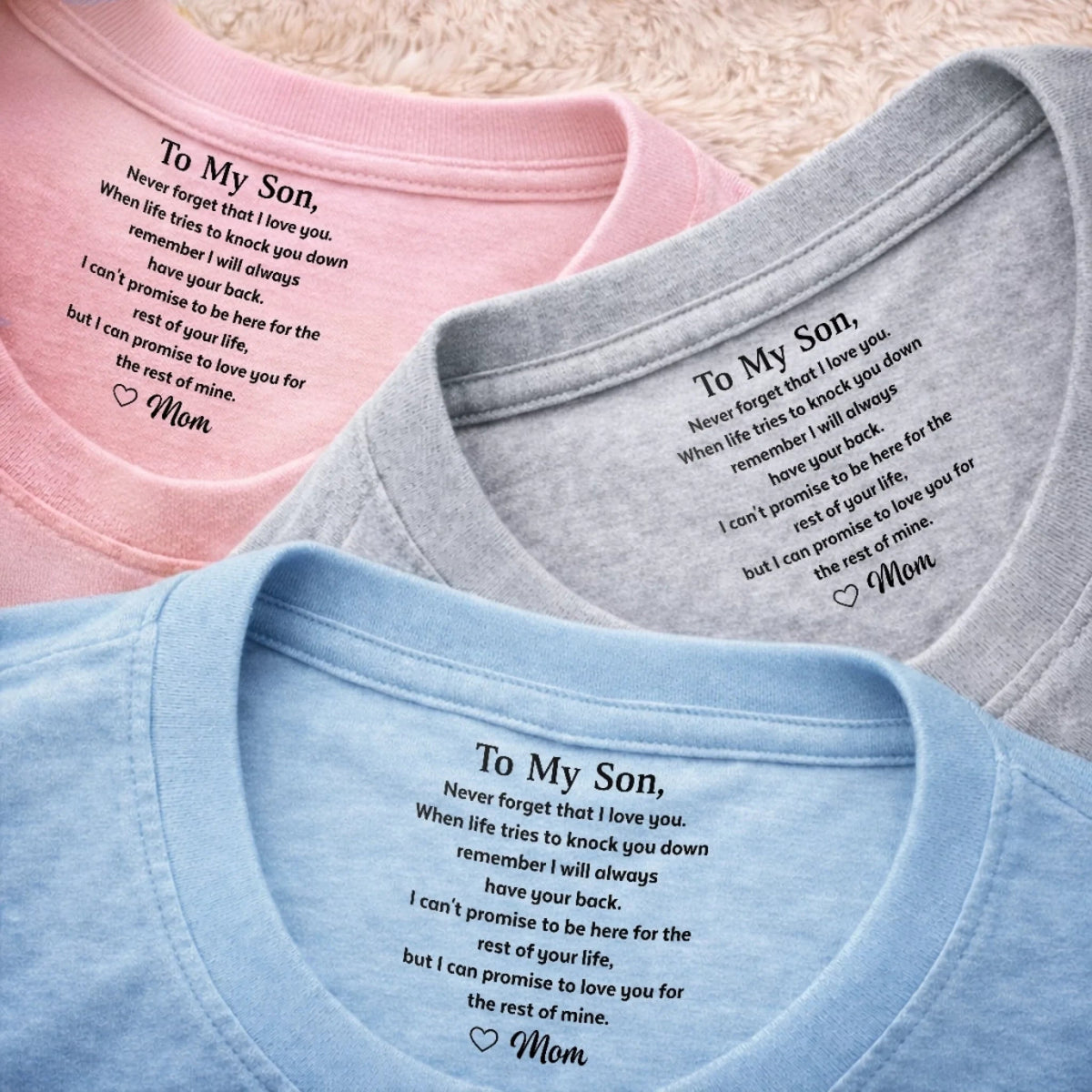 Never Forget That I Love You - Personalized Neck Print T Shirt - Gift For Son, Daughter, Grandson & Granddaughter