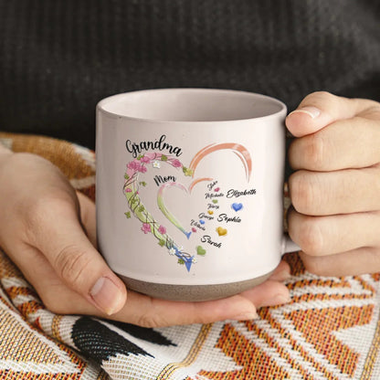 Celebrate Her Journey From Mom To Grandma - Personalized Pottery Mug - Gift For Mom, Grandma, Mother's Day, Birthday Gift