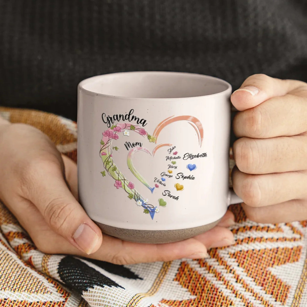 Celebrate Her Journey From Mom To Grandma - Personalized Pottery Mug - Gift For Mom, Grandma, Mother's Day, Birthday Gift