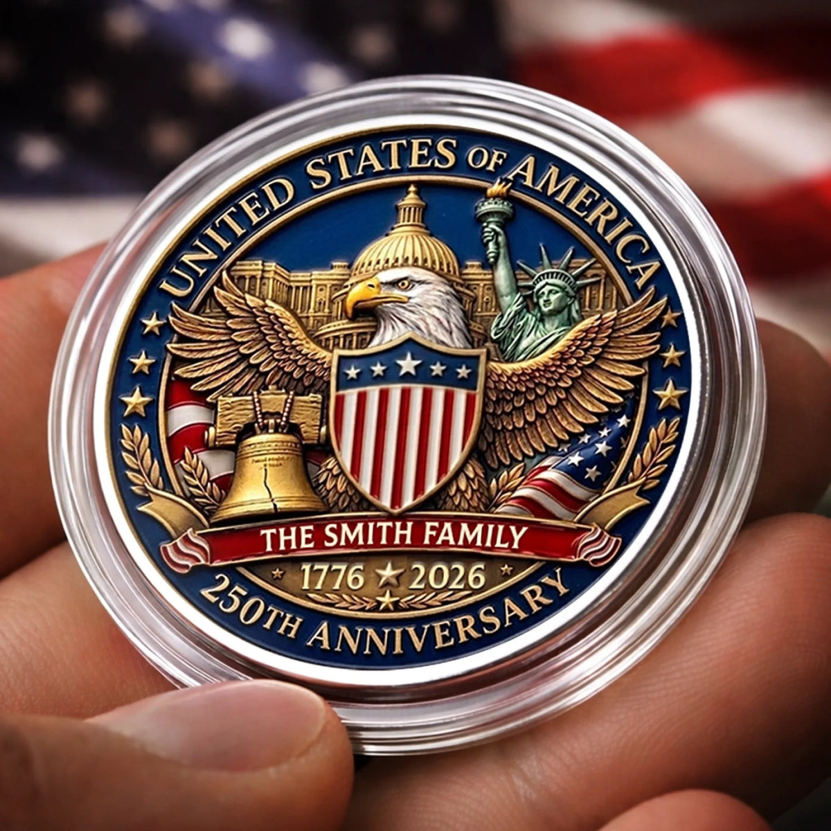 Personalized United States 250th Anniversary Family Keepsake Metal Coin (1776 2026)