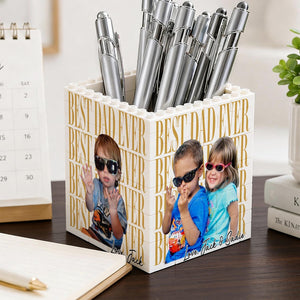Personalized Photo Dad Building Block Pen Holder, Brick Photo Pencil Pot, Fathers Day Gift, Gift for Dad, Fathers Day Gift from Kids