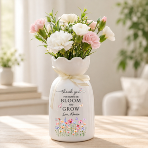 Thanks Teacher Back To School Personalized Ribbon Tie Flower Vase