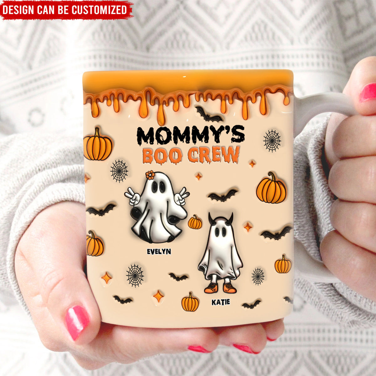 Spooky Boo Crew - Personalized 3D Inflated Effect Printed Mug - Halloween Gift For Family