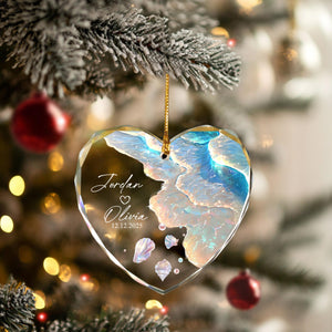 Personalized Ocean Wave Ornament, Custom Engagement Wedding Gift for Couple, Beach Mermaid Tail Keepsake, Mr & Mrs Anniversary Present