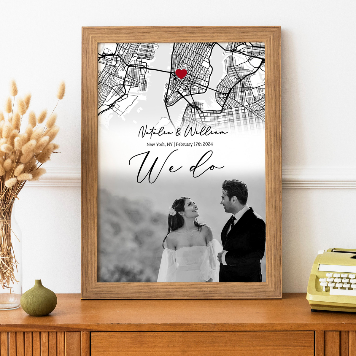 Custom Map Art for Couple, We Do Wedding Gift, I Do Gifts, Personalized Romantic Anniversary Decor