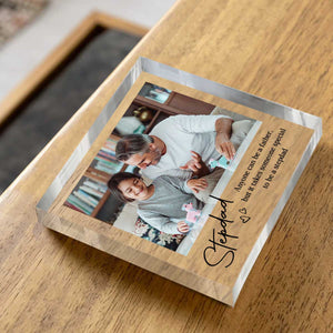 Stepdad Personalized Picture Acrylic Plaque, Father's Day Gifts, Gifts From Son Daughter, Acrylic Plaque Gifts For Dad