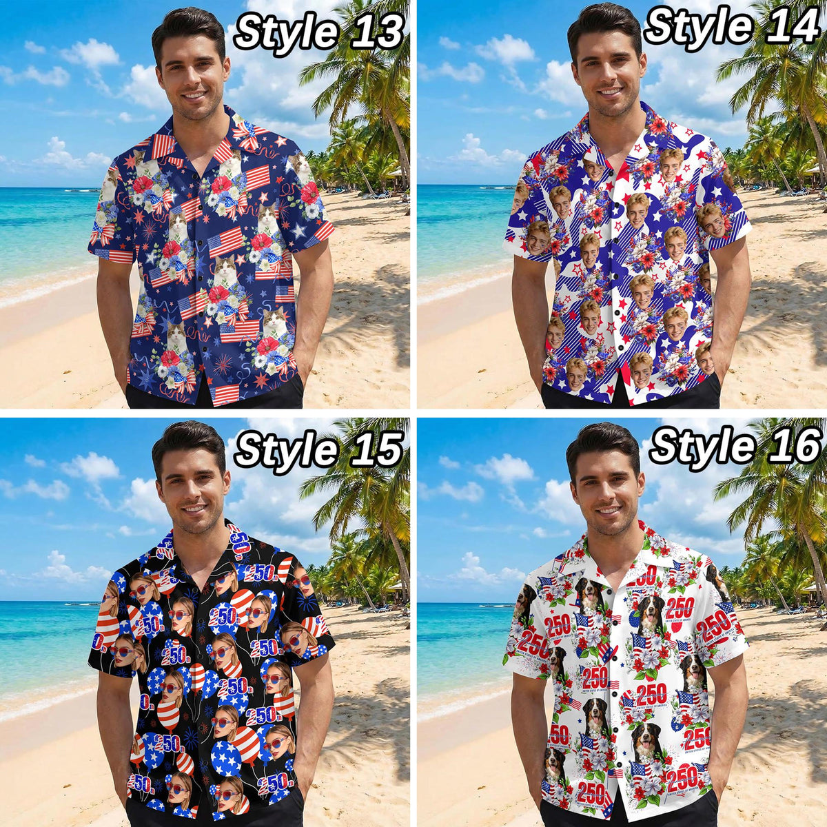 Custom Face Hawaiian Shirt: American Flag 250th Anniversary Shirt, Independence Day Gift
