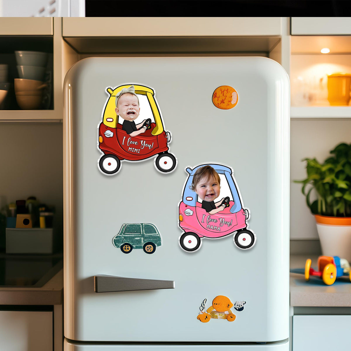 Personalized Mothers Day Gift For Grandma, Custom Kids Face Car Magnet Gift For Grandma, Gift For Mom, Funny Kids Photo Drive Car Magnet