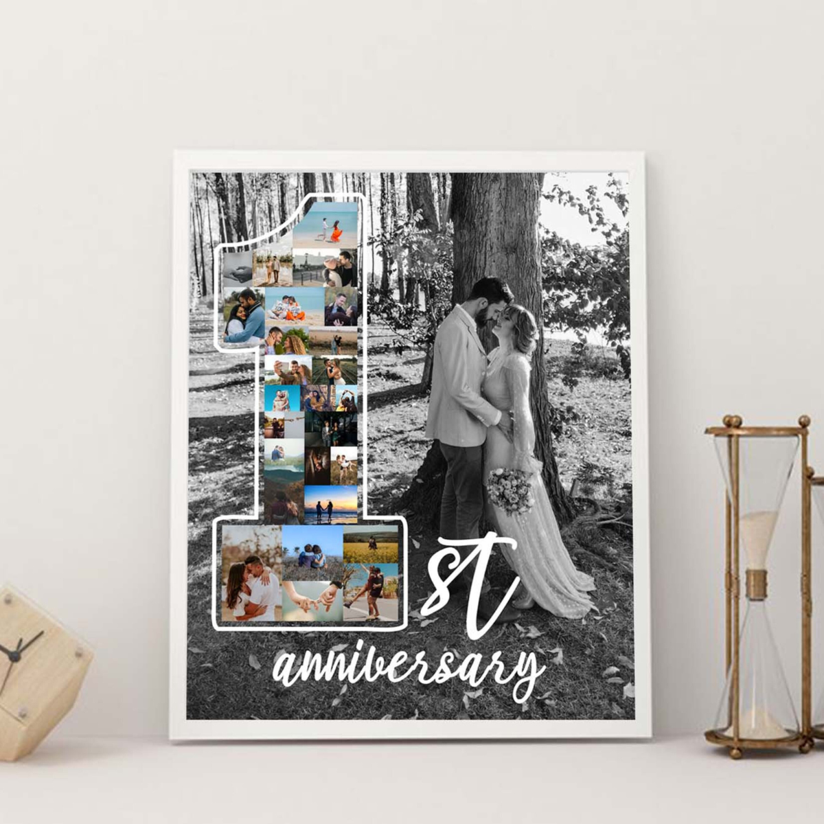 Our First Year Together Personalized Photo Collage, One Year Anniversary Gifts for Boyfriend, 1st Anniversary Gift for Husband, Gift for Him