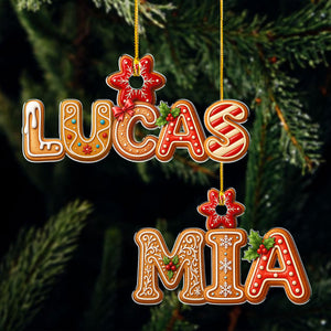 Custom Gingerbread Christmas Letters - Personalized Shaped Ornament - Christmas Gift For Family
