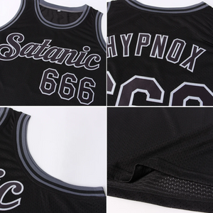 Custom Gray Gray-Black Authentic Throwback Basketball Jersey