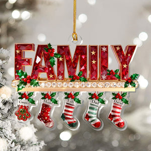 Merry Christmas 3D Crystal Effect Stockings - Personalized Acrylic Ornament - Christmas Gift For Family