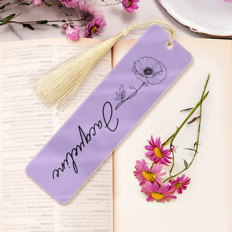 Flower Birth Month & Name - Personalized Acrylic Bookmark - Gift For Her, Gift For Sister, Bestie, Friend