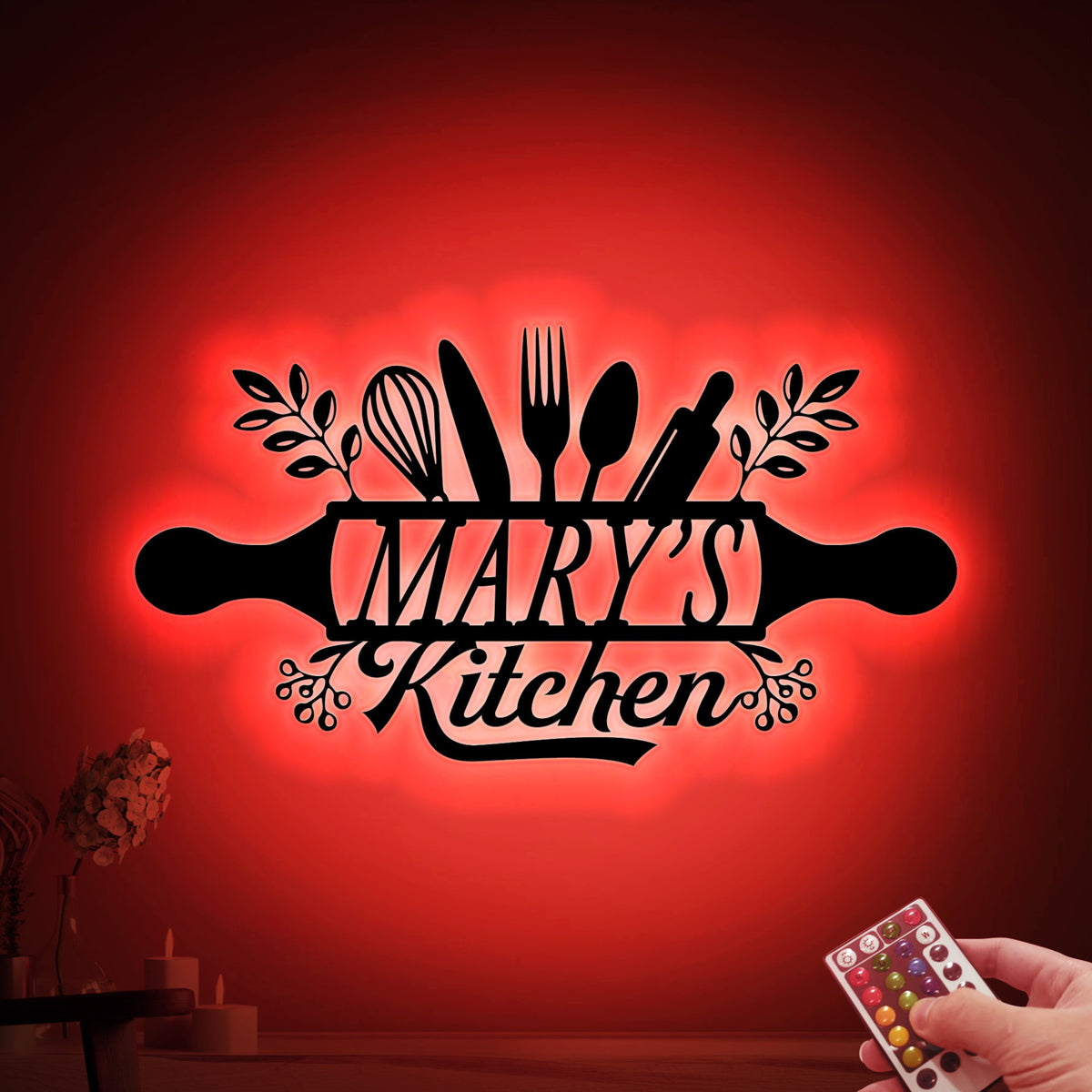 Custom Metal Sign for Kitchen Led Light, Kitchen Name Sign, Gift for Mom Grandma, Kitchen Wall Decor, Mothers Day Gift, Chef Sign, Tools