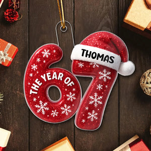 3D Glitter Effect 67 Six Seven 2025 - Personalized Acrylic Ornament - Funny Christmas Gift