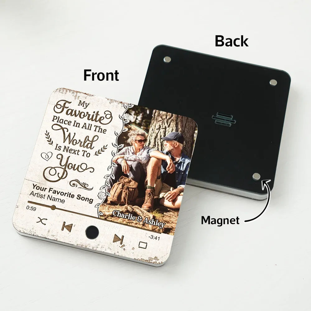 My Favorite Place In The World - Personalized Music Fridge Magnet - Gift For Couple