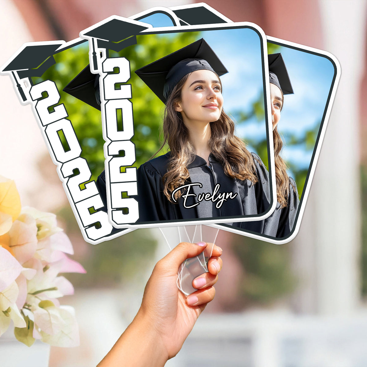 Custom Photo 2025 Graduation Perfect Gift Idea Face Fan