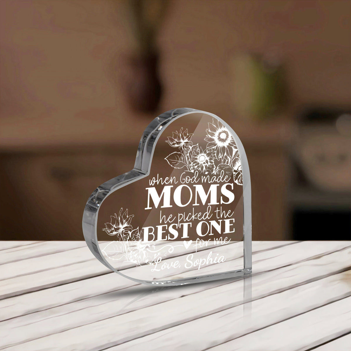 When God Made Moms He Picked The Best One For Me - Personalized Heart Shaped Acrylic Plaque - Gift For Mom, Mother's Day, Birthday Gift