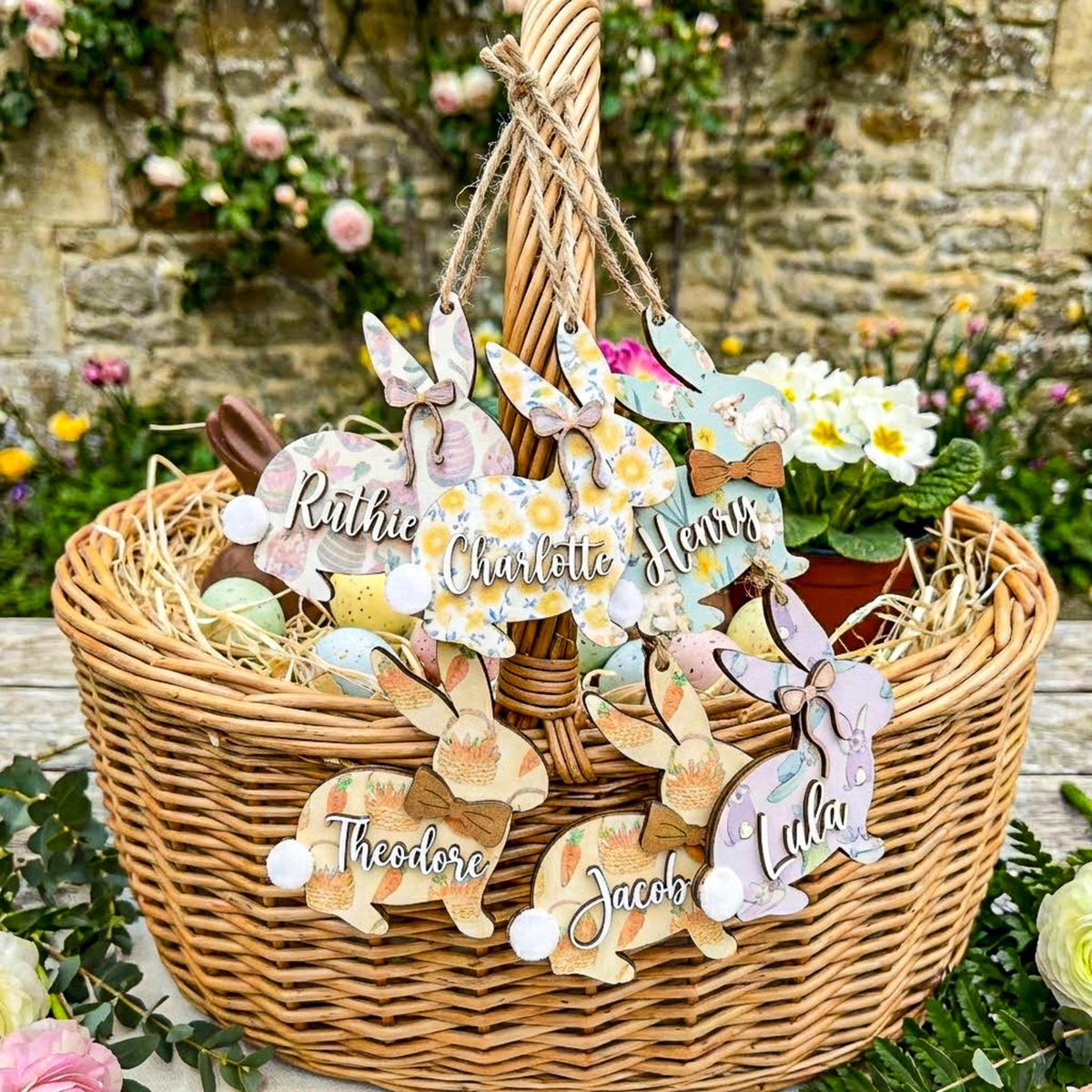 Custom Easter Basket Tag, Easter Basket Name Tag, Bunny Easter Basket Tag, Personalized Kids Easter Basket, Easter Basket Tag With Bows
