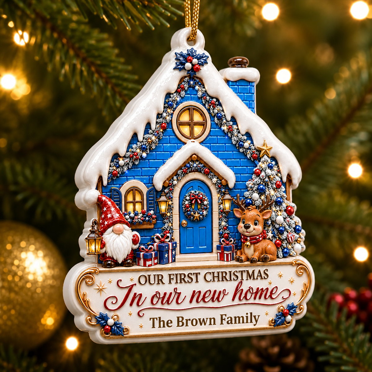 First Christmas in Our New Home - Family Ornament - Real 3D Raised Ornament