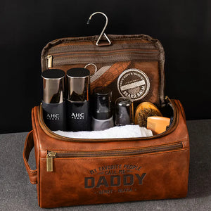 My Favorite People Call Me Dad - Personalized Leather Toiletry Bag - Gift For Dad, Grandpa, Father's Day Gift