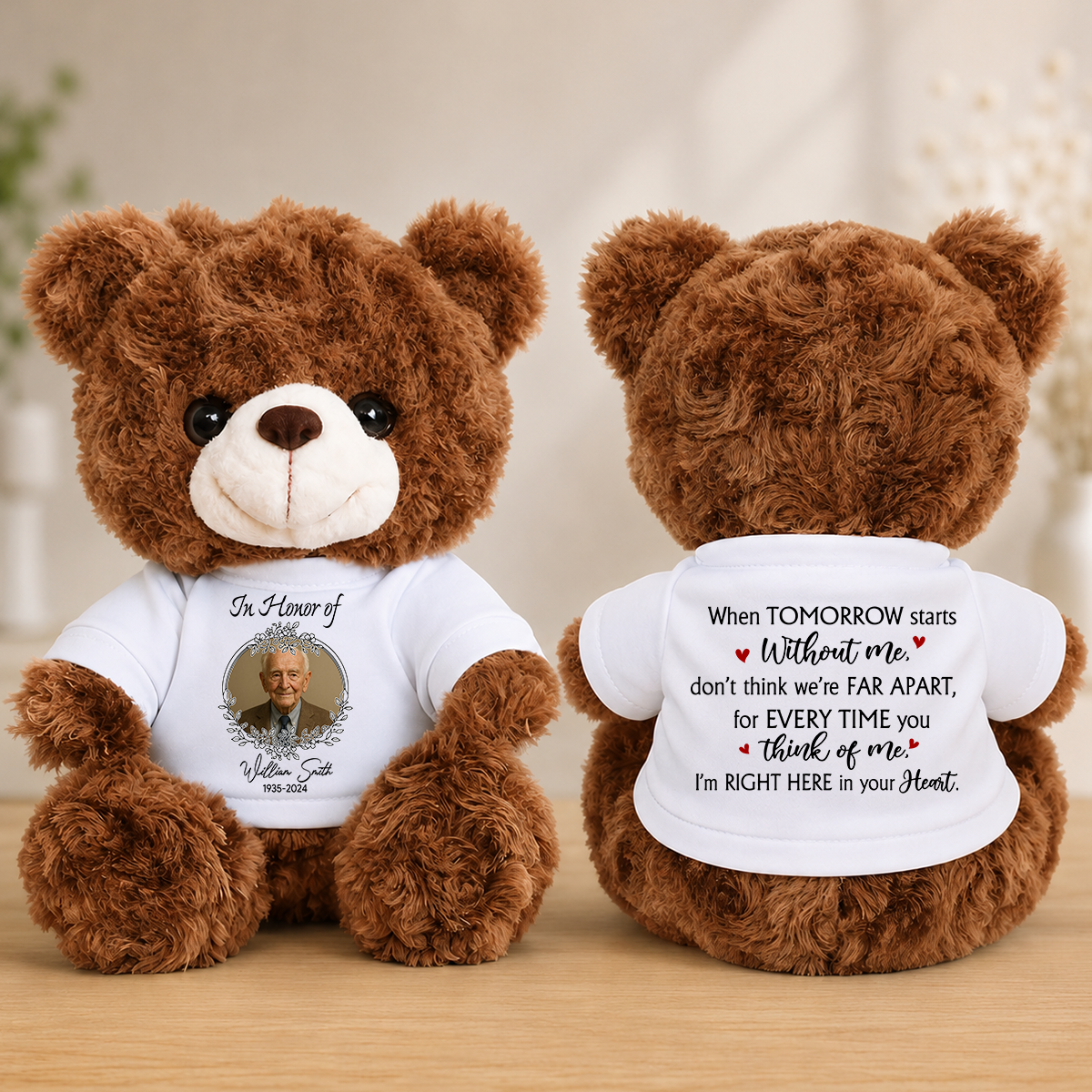 In Honor Of Memorial Forever In My Heart Teddy Bear - Memorial Gift - Personalized Plush Bear