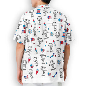 American Daddy Papa - Personalized Hawaiian Shirt - Summer Gift, Shirt For Dad, Grandpa, 4th Of July Shirt