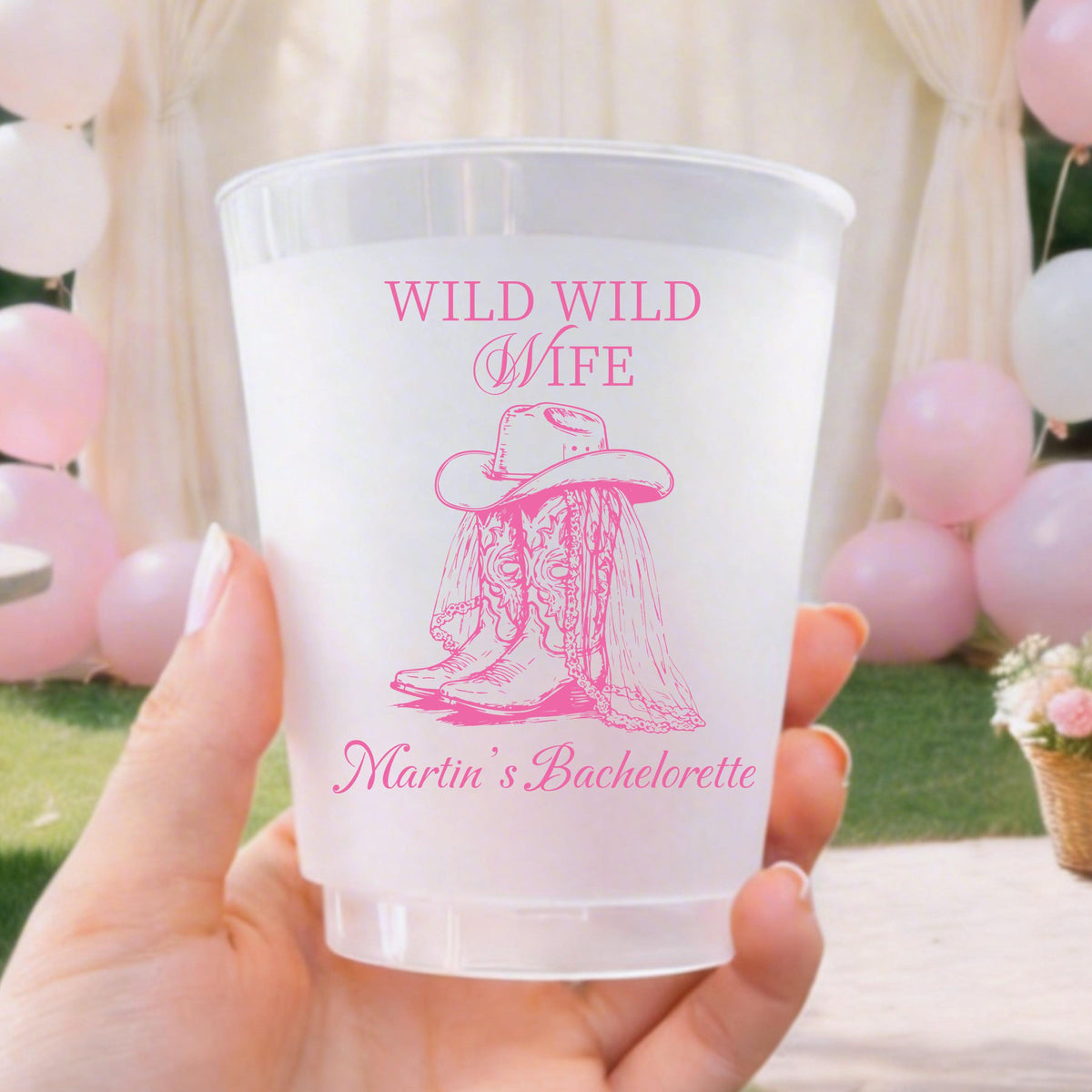 Personalized Frosted Plastic Cups, Wild Wild Wife Bachelorette Cups, Cowgirl Western Bride Party Favor, Custom Bach Weekend Cups