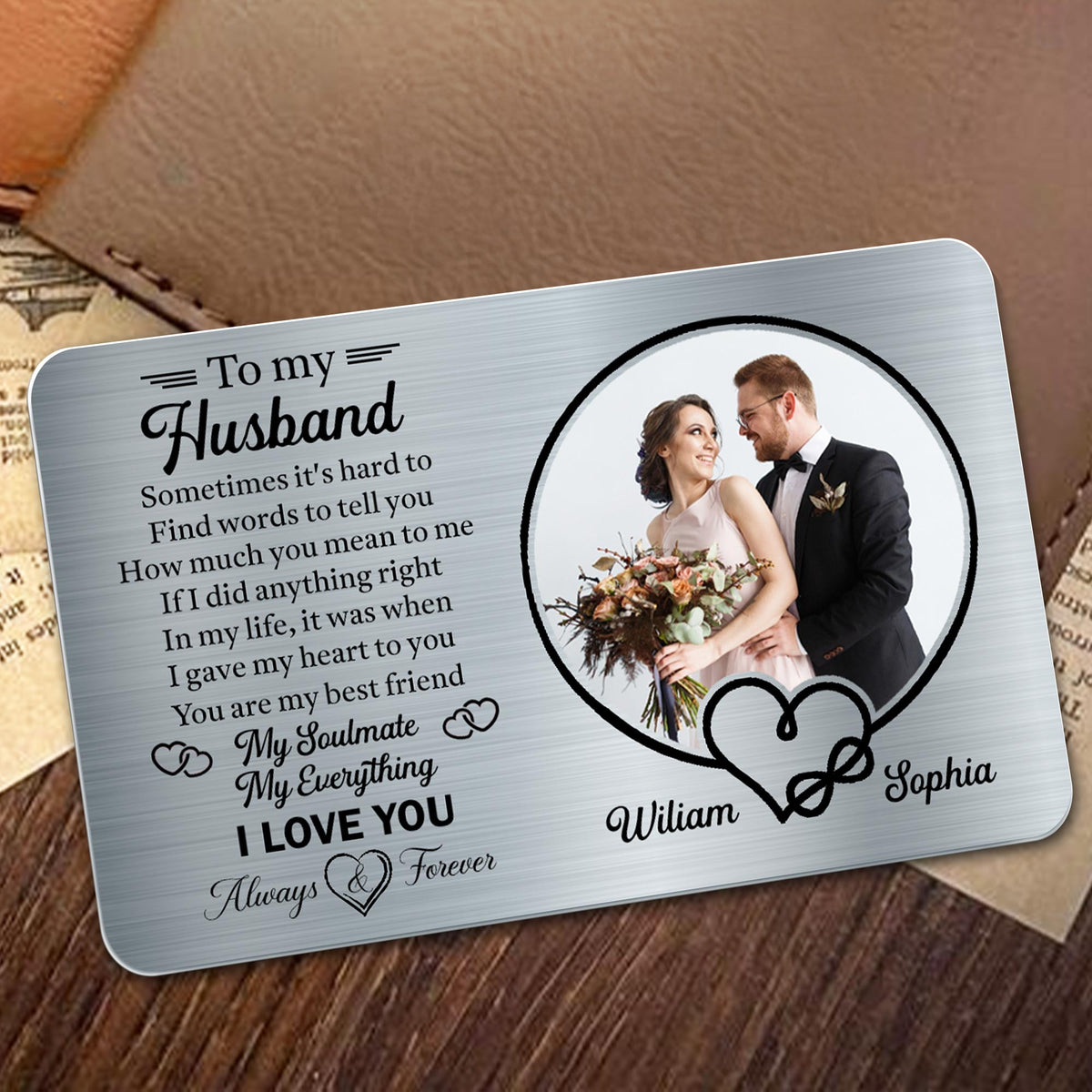 To My Husband, Sometimes It's Hard To Find Words, Personalized Wallet Card, Gift For Husband