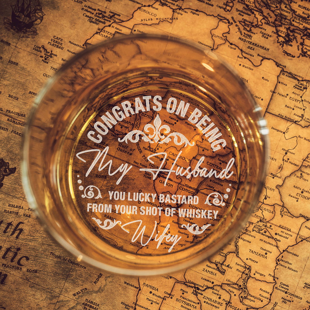 Congrats On Being My Husband - Personalized Wine Glass - Whiskey Glass Gift For Husband