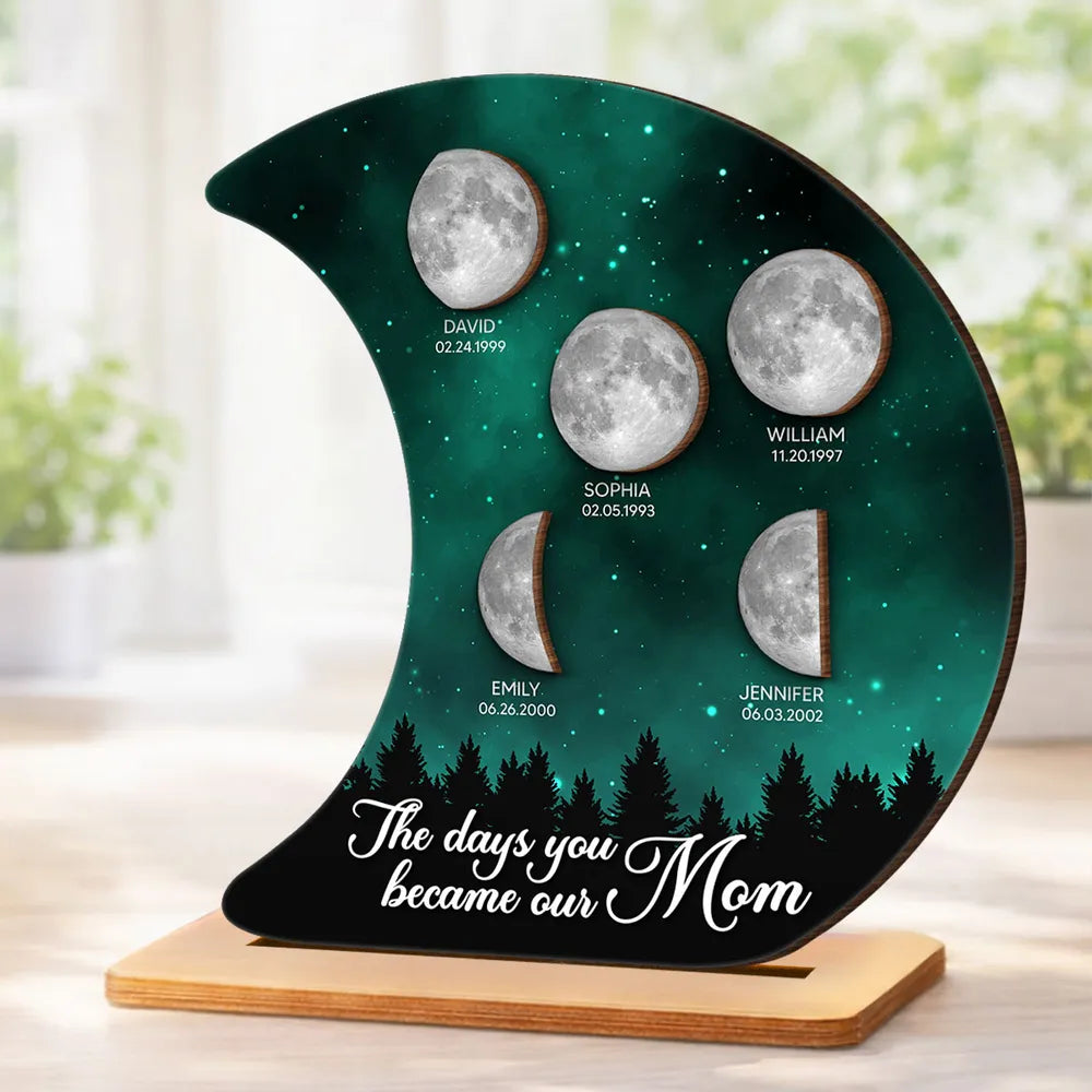 The Days You Became Our Mom Galaxy Night - Personalized 2-Layered Wooden Plaque - Heartfelt Gift For Mom, Grandma, Mother's Day Gift
