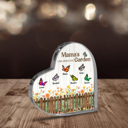 Mom's Garden Heart Acrylic Plaque with Kids Names, Flower Acrylic Plaque, Family Keepsake, Nana s Blessings, Grandma Garden Plaque