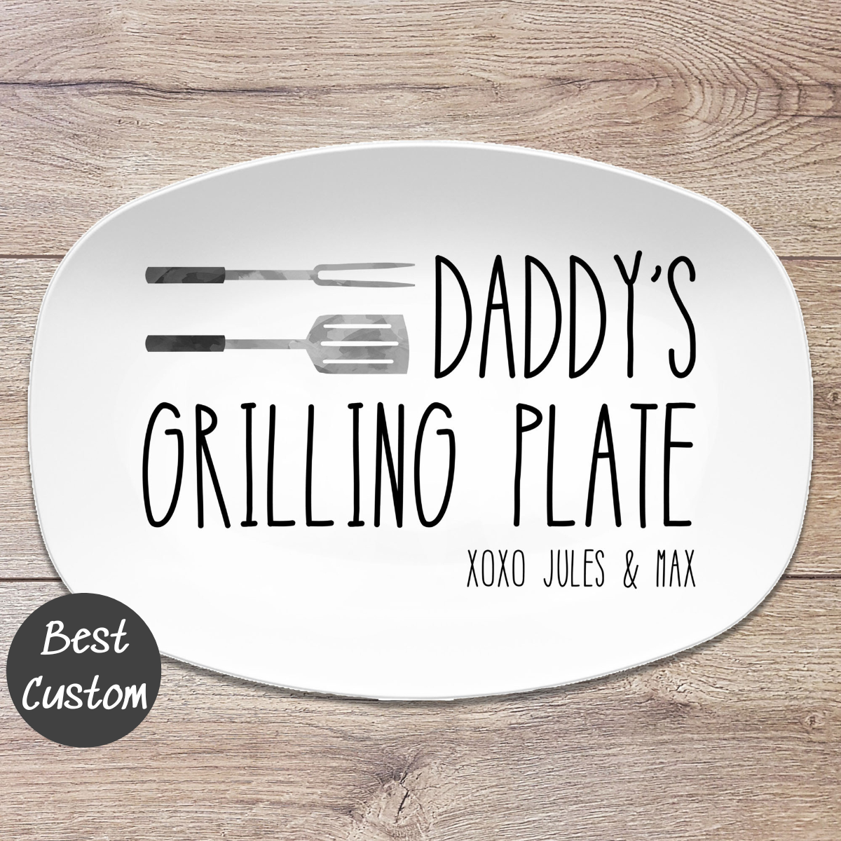 Grilling BBQ Plate, Personalized Serving Tray Platter, Father's Day Gift for BBQ Lover, Gifts for Him, Outdoor Poolside
