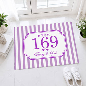Personalized Striped Room Number Doormat - Gifts For Girls, Roomate