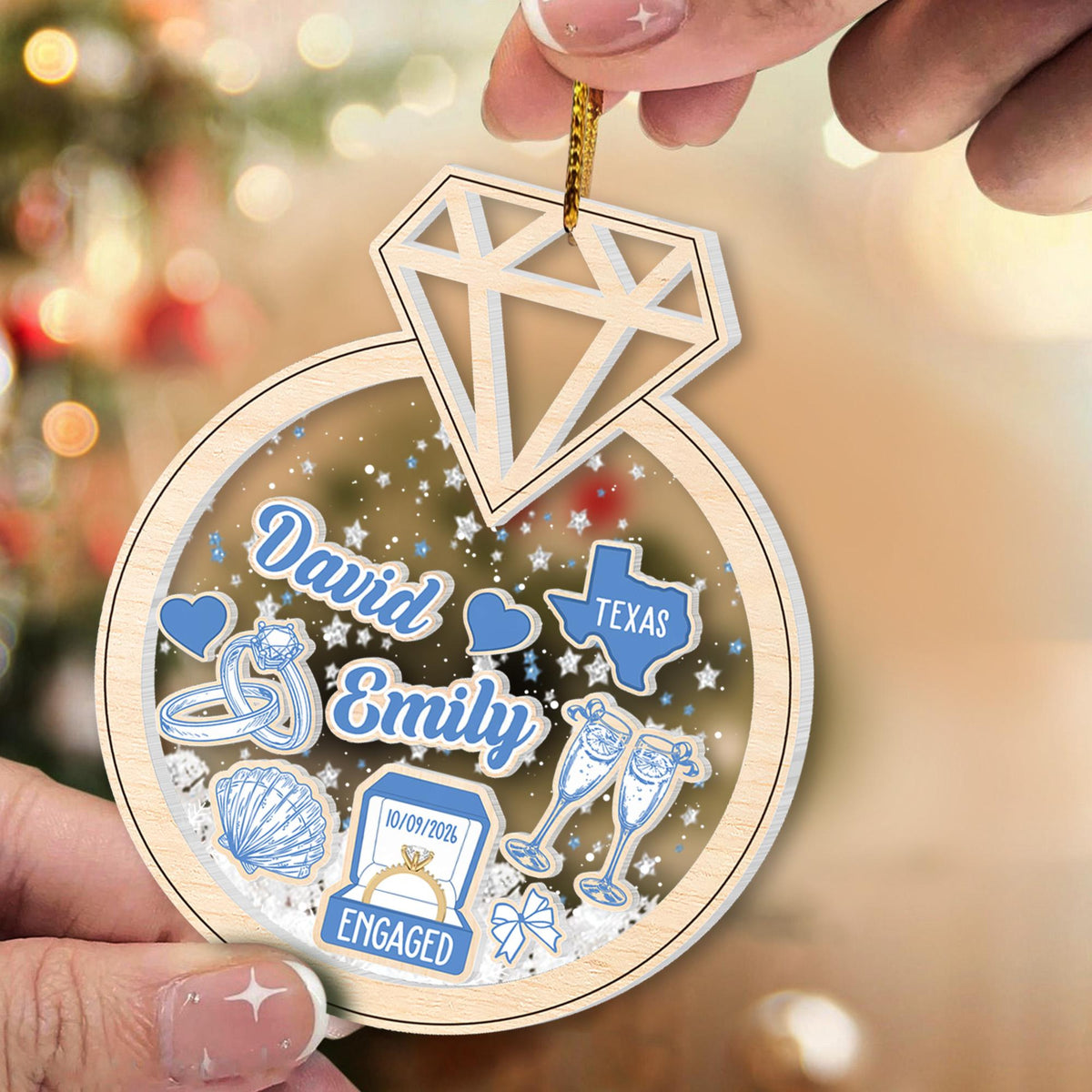 Personalized Engagement Gift, Custom Engaged Ornament, Custom Mr Mrs Wedding Ornament, Wedding Keepsake Gift, Christmas Gift For Couples