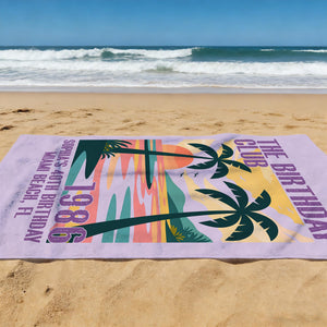 Custom The Birthday Club Beach Towels for Girl, Birthday Trip Pool Towel, Tropical Towel Gift, Beach Lover's Gifts, 30/40/50/60th Birthday Party