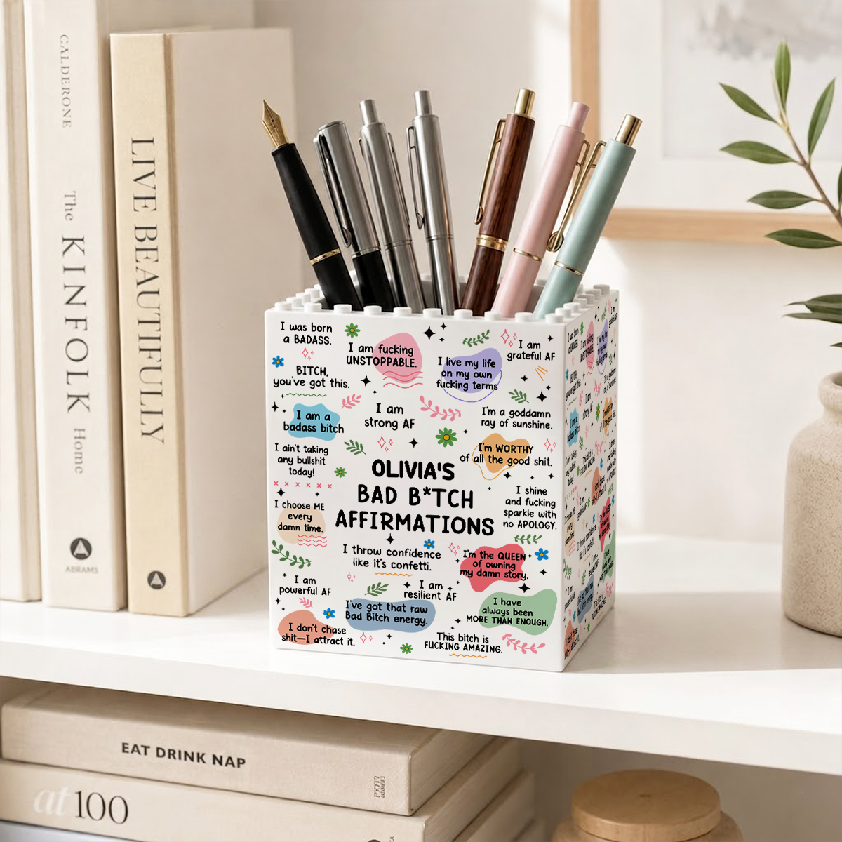 Bad B*tch Affirmations Gifts For Her, Coworkers, Friends - Personalized Pen Holder