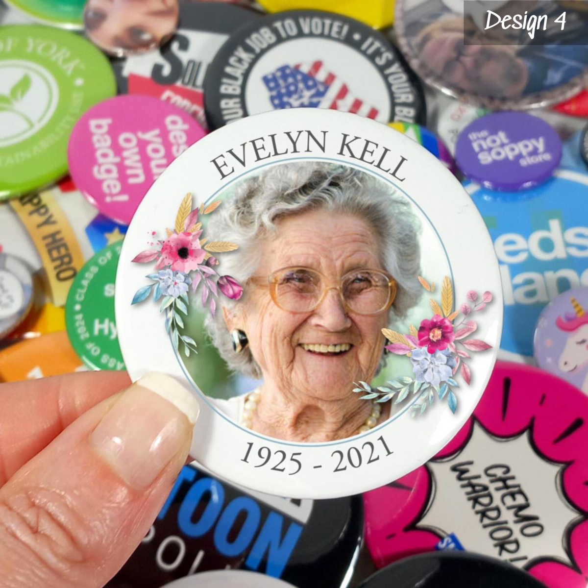 Memorial Funeral Remembrance Button Pin Badge, Loving Memorial Gift
