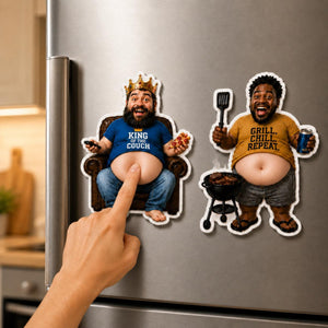 Funny Daddy Face Squishy Belly Fridge Magnet, Personalized Father's Day Gift For Husband, Custom Dad Photo Magnet, Gift From Son Daughter