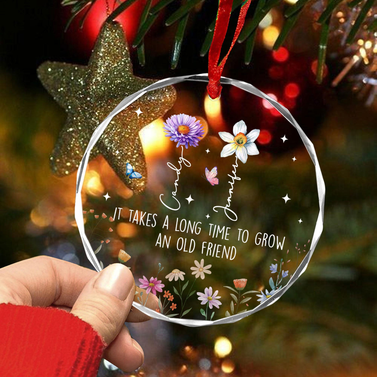 Best Friends Christmas Ornament, It Takes A Long Time To Grow An Old Friend, Soul Sisters Christmas Keepsake, Friendship Ornament, Besties