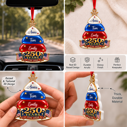 Stars And Stripes Christmas Together We Make A Family Tree - Personalized 3D Ornament