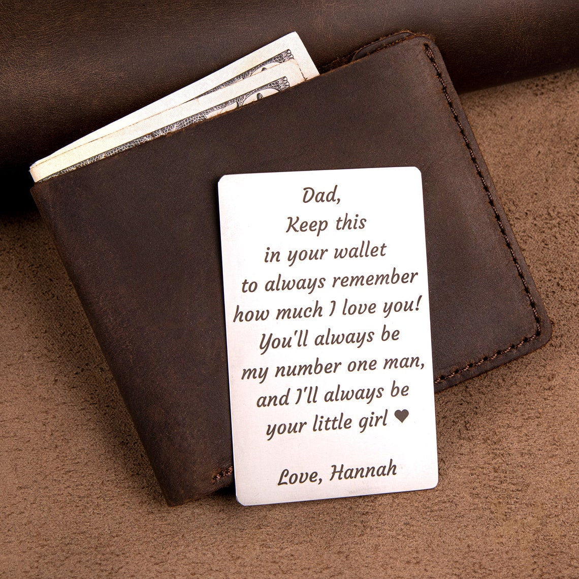 Metal card for wallet with family photo - gift for Dad, Personalized metal card gift for Him, Father's Day keepsake gift