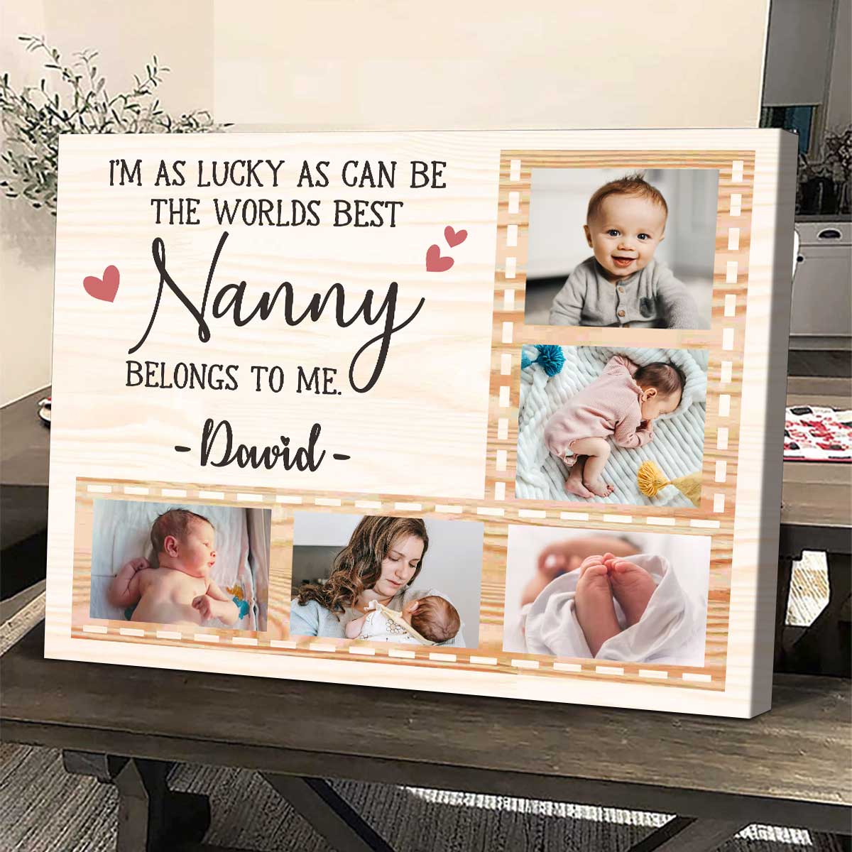 The World Best Nanny Belongs To Me - Personalized Canvas - Gift For Grandma, New Grandma, Mother's Day Gift