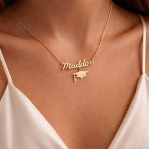 Name Graduation Necklace, Personalized Senior Pendant, 2026 Grad Gift Jewelry, High School Graduation Gift, Grad Cap Necklace