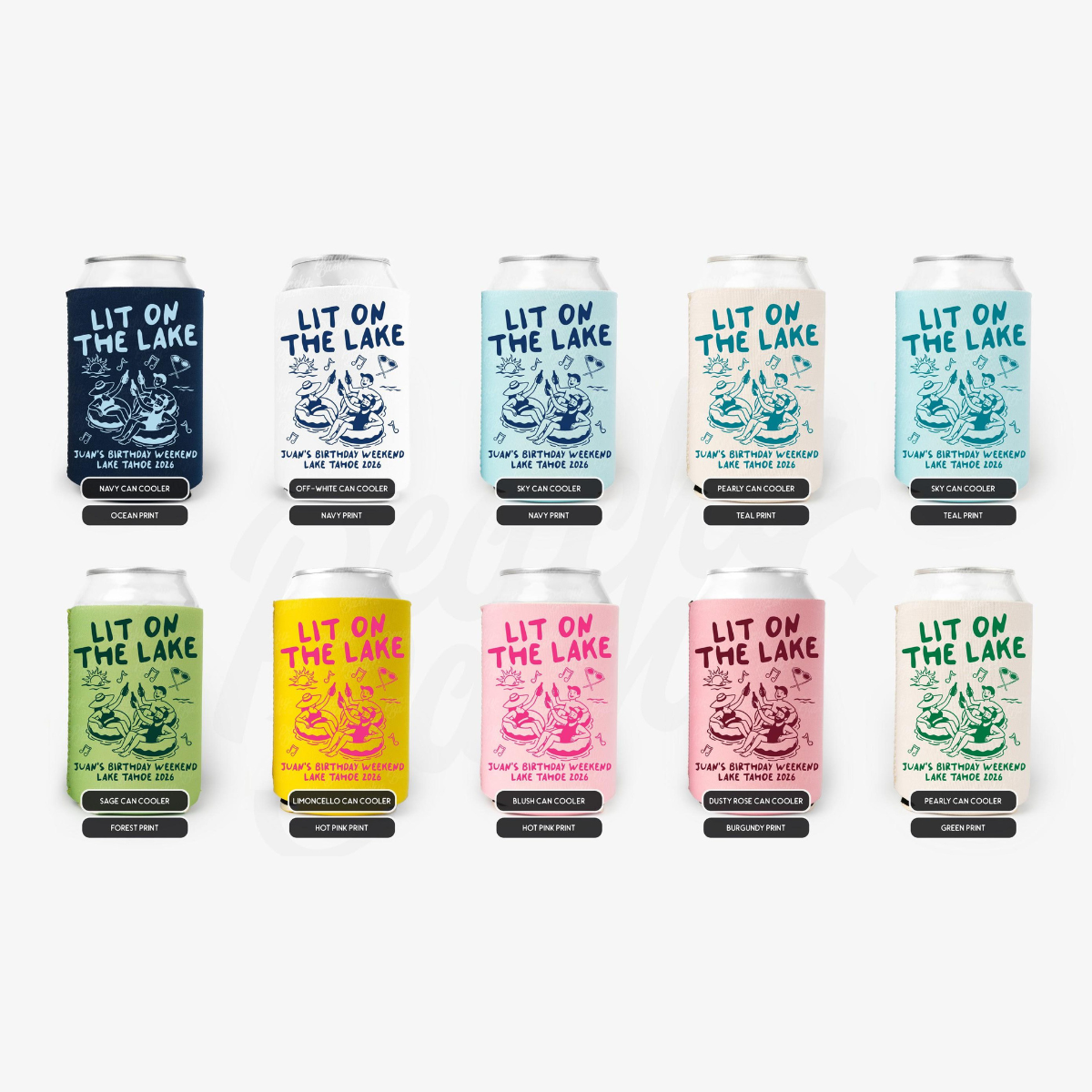 Lake Birthday Can Coolers, Personalized Lit On The Lake Drink Can Sleeves, Camping Birthday Party Favors, Outdoorsy Birthday