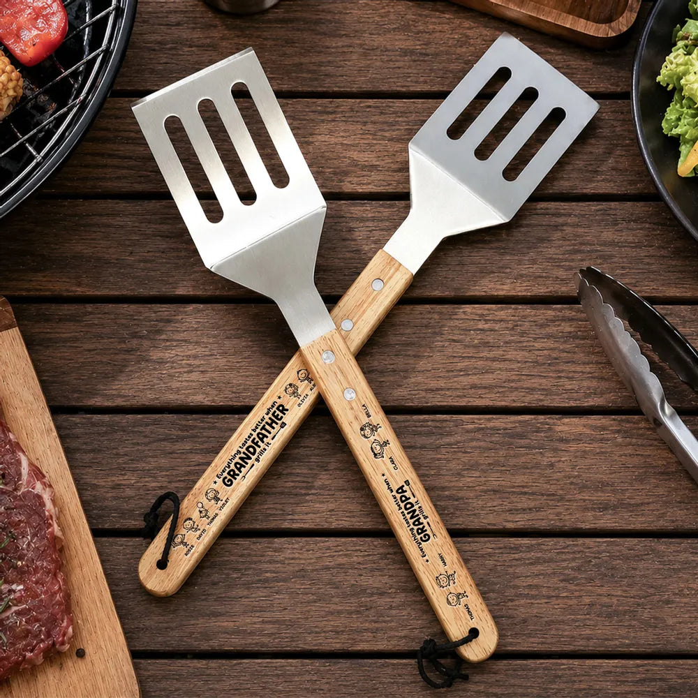 Everything Tastes Better When Dad Grills It - Personalized Grill Spatula - Gift For Father, Gift For Grandpa, Father's Day Gift